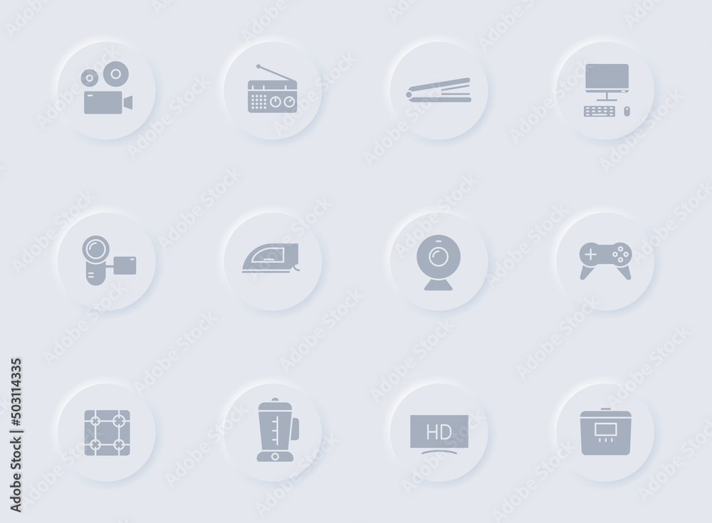household gray glyph icons on round rubber buttons. household vector icons for web, mobile apps, ui design and promo business polygraphy household gray glyph icons on round rubber buttons. household vector icons for web, mobile apps, ui design and promo business polygraphy