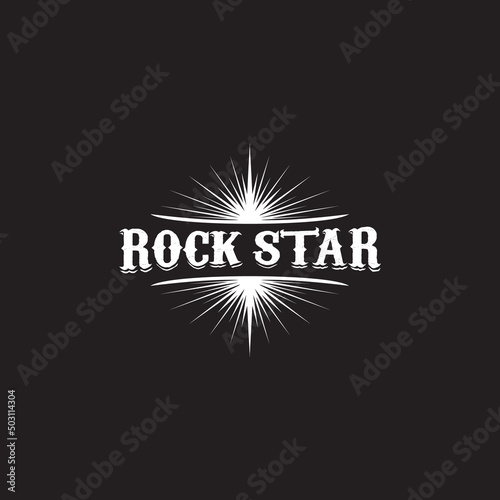 vintage yellow rock star print isolated on grunge grey background. Vector Grunge Rock star emblem,logo and label concept design template for printing on t shirt