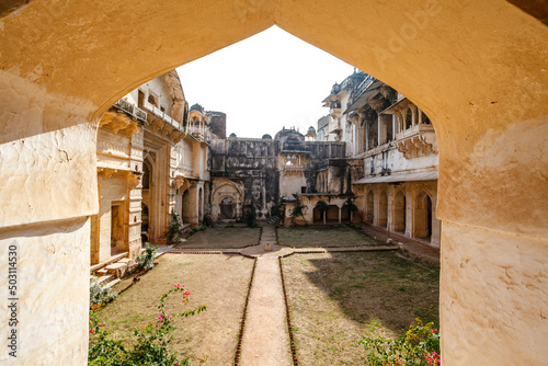 Courtyard of the maharaja palace in Bundi  Rajasthan  India  Asia