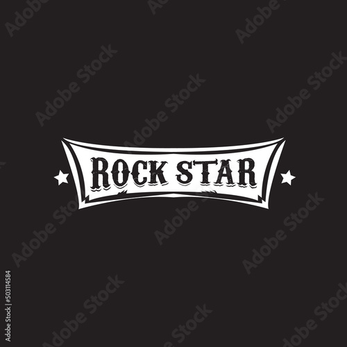 vintage yellow rock star print isolated on grunge grey background. Vector Grunge Rock star emblem,logo and label concept design template for printing on t shirt