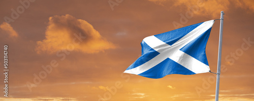 The flag of Scotland (Scottish Gaelic: bratach na h-Alba;[1] Scots: Banner o Scotland, also known as St Andrew's Cross or the Saltire photo