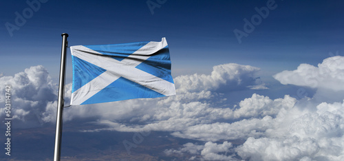 The flag of Scotland (Scottish Gaelic: bratach na h-Alba;[1] Scots: Banner o Scotland, also known as St Andrew's Cross or the Saltire photo