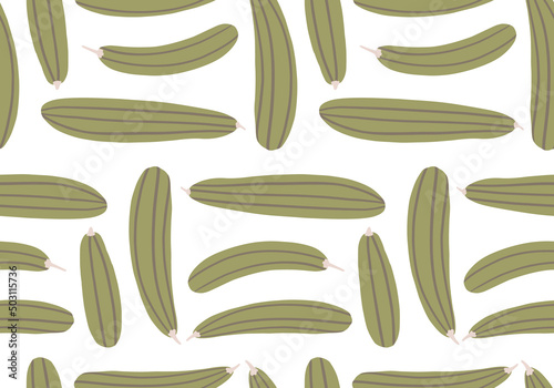 Seamless pattern with zucchini. Green courgette wallpaper. Creative vegetables endless wallpaper.