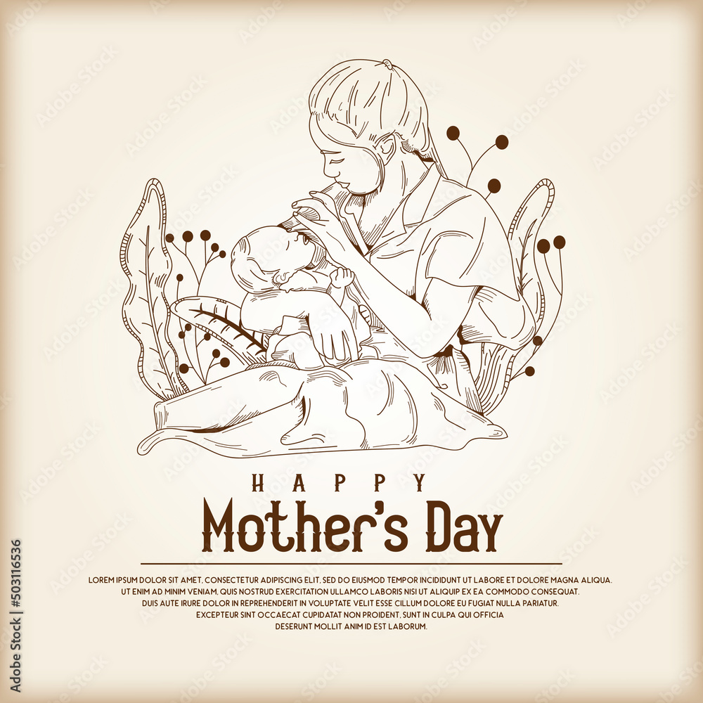 Mother day, mother and baby mother's day vintage vector Mother day, mother and baby mother's day vintage vector