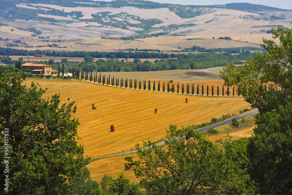 Naklejka premium Val d'Orcia, Toscana, Italy. Panorami