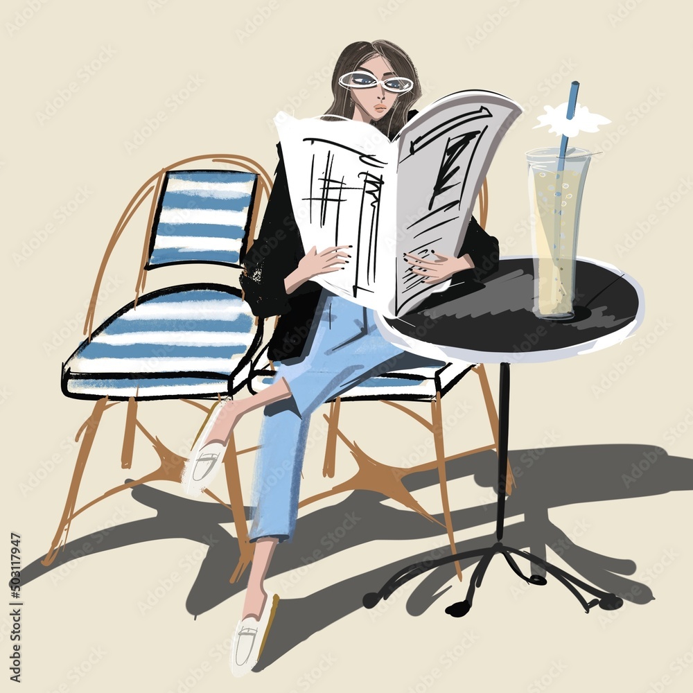 Fototapeta premium Young fashion women in cafe 