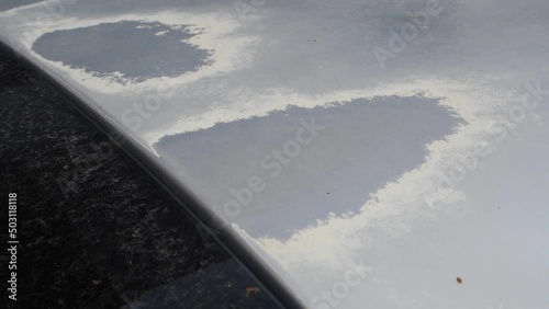 sunburns on the car body, burning of the paint on the car due to the sun,