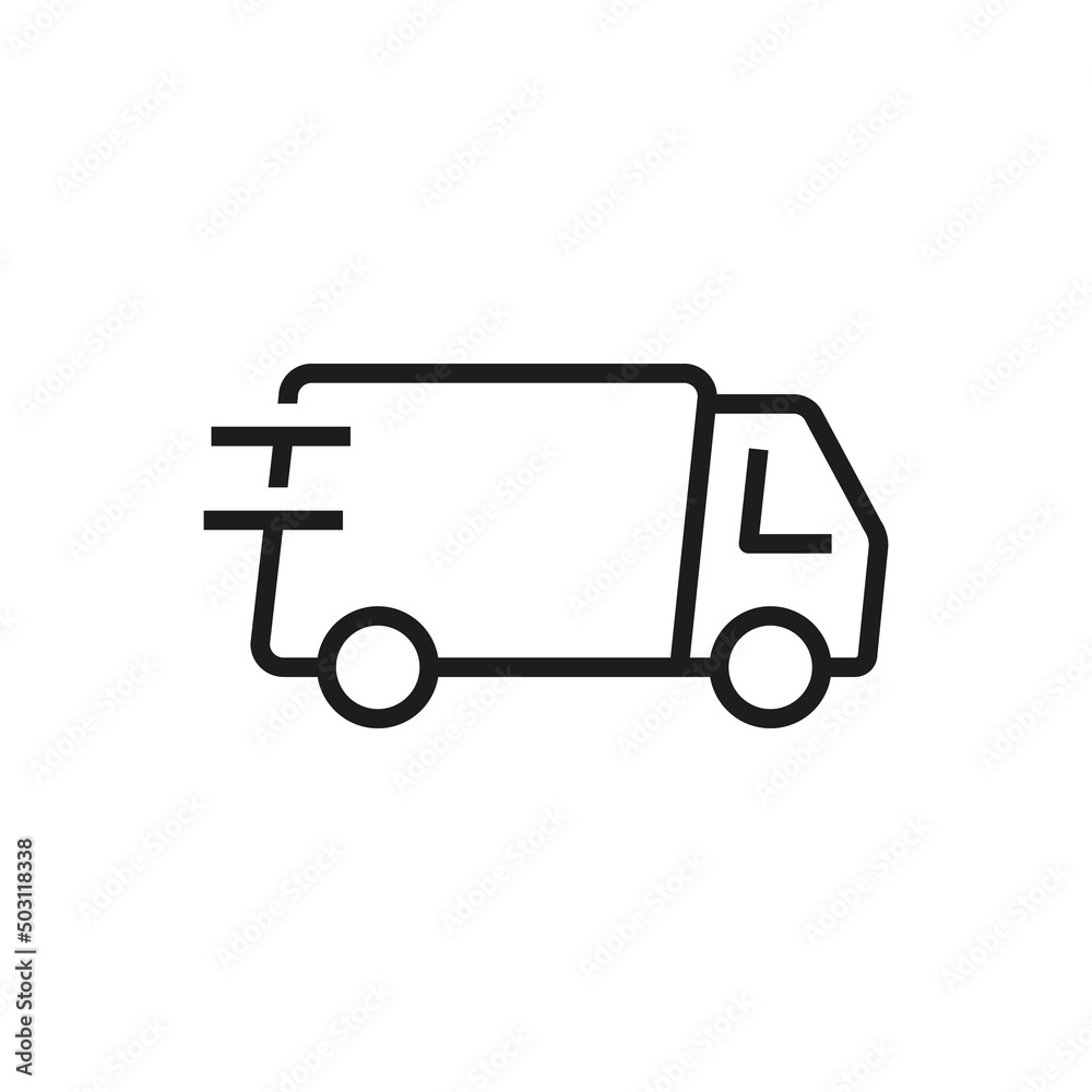 Fast shipping delivery truck flat vector icon