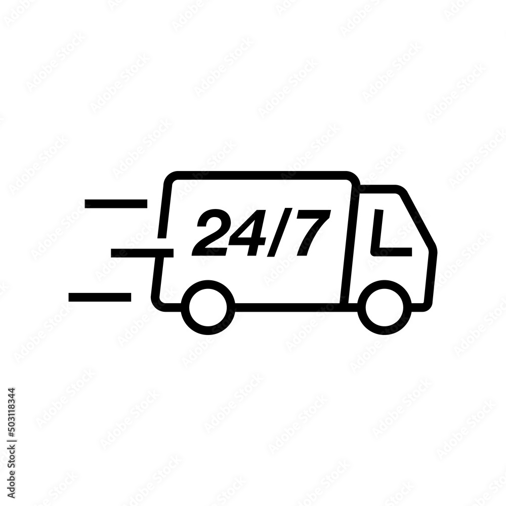 Same day delivery. 24 hours delivery truck icon. Vector illustration Same day delivery. 24 hours delivery truck icon. Vector illustration