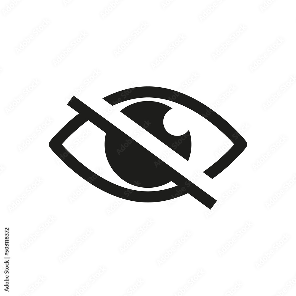 No eye vector icon. Hidden eye icon, invisible view. Privacy ad block icon No eye vector icon. Hidden eye icon, invisible view. Privacy ad block icon