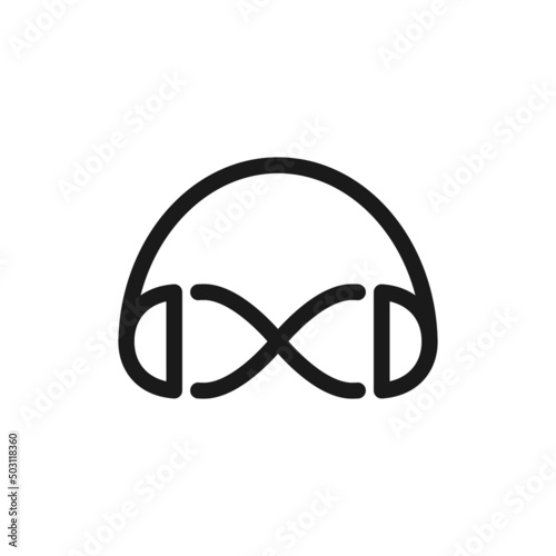 Earphone infinity logo. headphone and Infinity icon