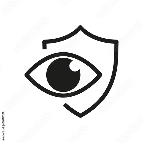 Shield with eyes icon. Eye protection vector. Safety sign eye protection. Preservation vision.