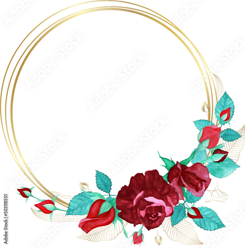 Fototapeta Naklejka Na Ścianę i Meble -  Red rose frame 