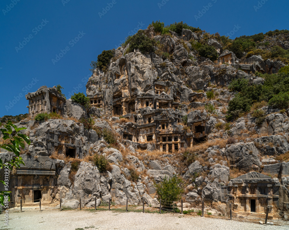 View of old tombs of the ancient city of Myra