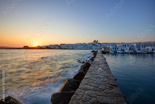 The wharf of the Naousa village in Paros  Cyclades  Greece