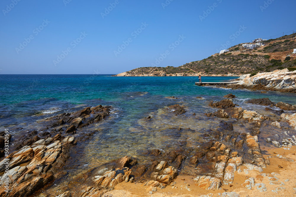 Rocky beach in Anteparos Island, Cyclades, Greece