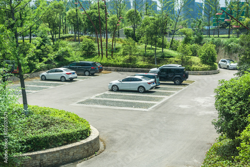 Quadro su tela Outdoor public parking lot in the park