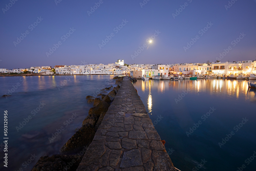 The wharf of the Naousa village in Paros, Cyclades, Greece