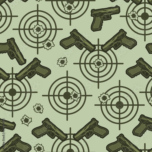 Pistol scope monochrome pattern seamless