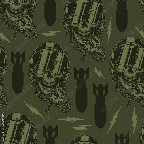 Air force monochrome seamless pattern