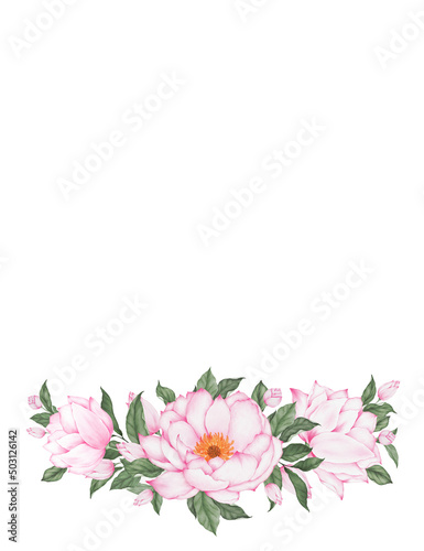 Watercolor floral frame illustration. 