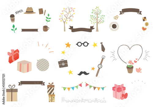 バナーなどに使える父の日イラストフレームセット1（文字なし）