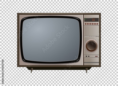 Vector retro television mock up isolated on transparent grid