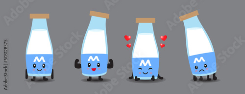 cute bottle milk character mascot for your business