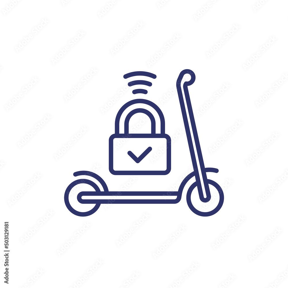 smart lock for a kick scooter line icon smart lock for a kick scooter line icon