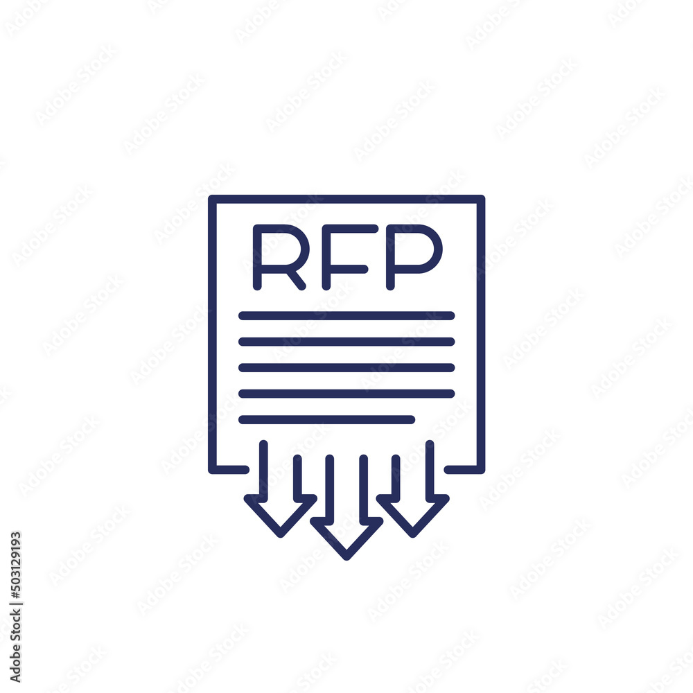 RFP, send request for proposal line icon RFP, send request for proposal line icon