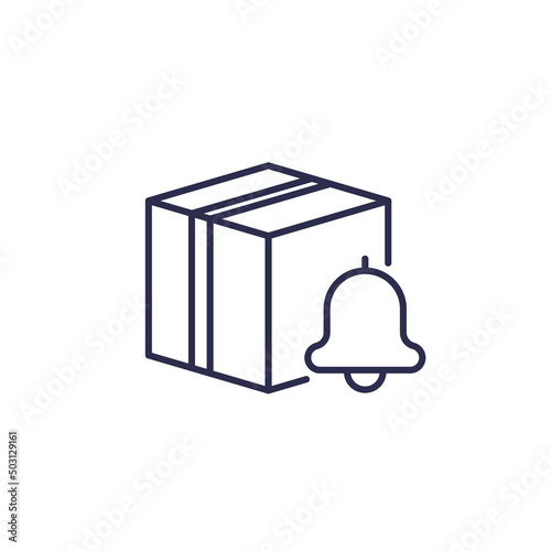 order delivery notification line icon with a parcel