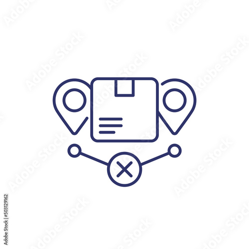 order delivery problem line icon with parcel, box