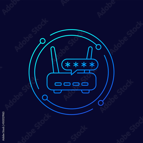 password access to router icon, linear vector