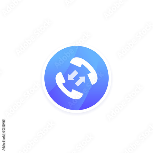 phone call round icon, vector