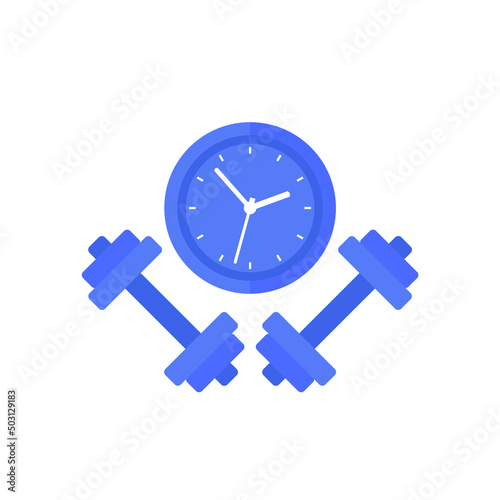 training or workout time icon, flat vector