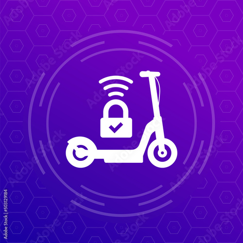 smart lock for a kick scooter icon, vector