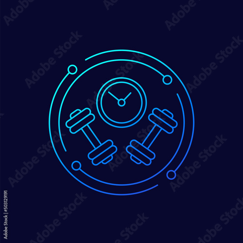 training or workout time icon, linear design