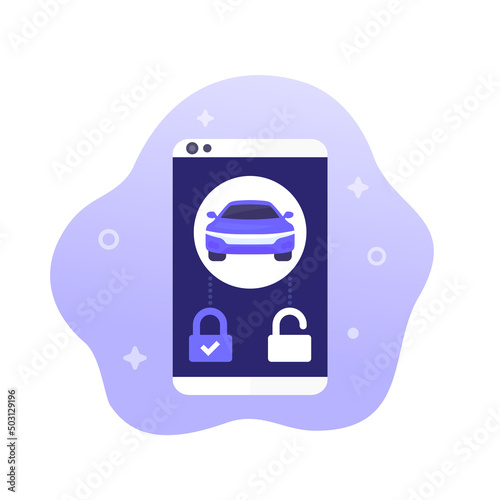 smart lock for a car mobile app design, vector