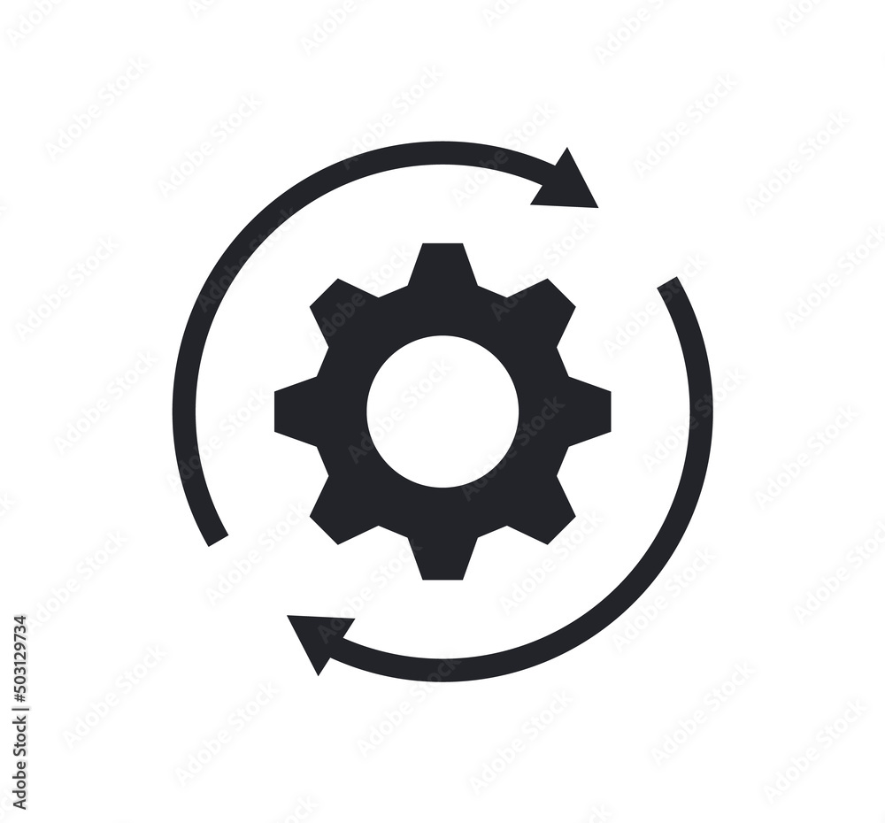 Black gear with arrows icon Black gear with arrows icon