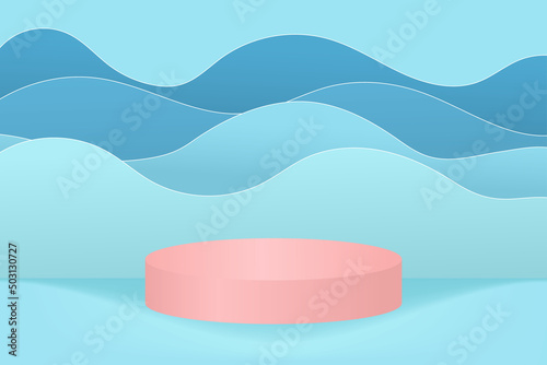 vector 3D scene with podium and abstract background. podium for cosmetic product presentation. 