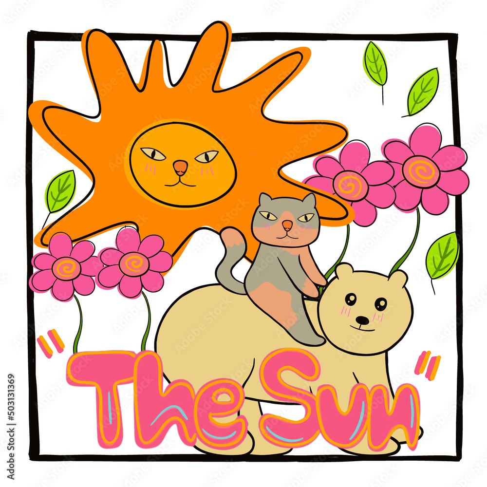Naklejka premium The Sun and his bear mom