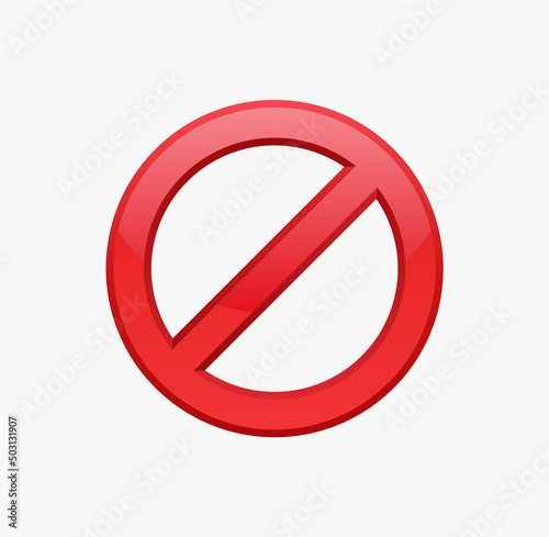 Circle with crossed line. Red prohibition sign