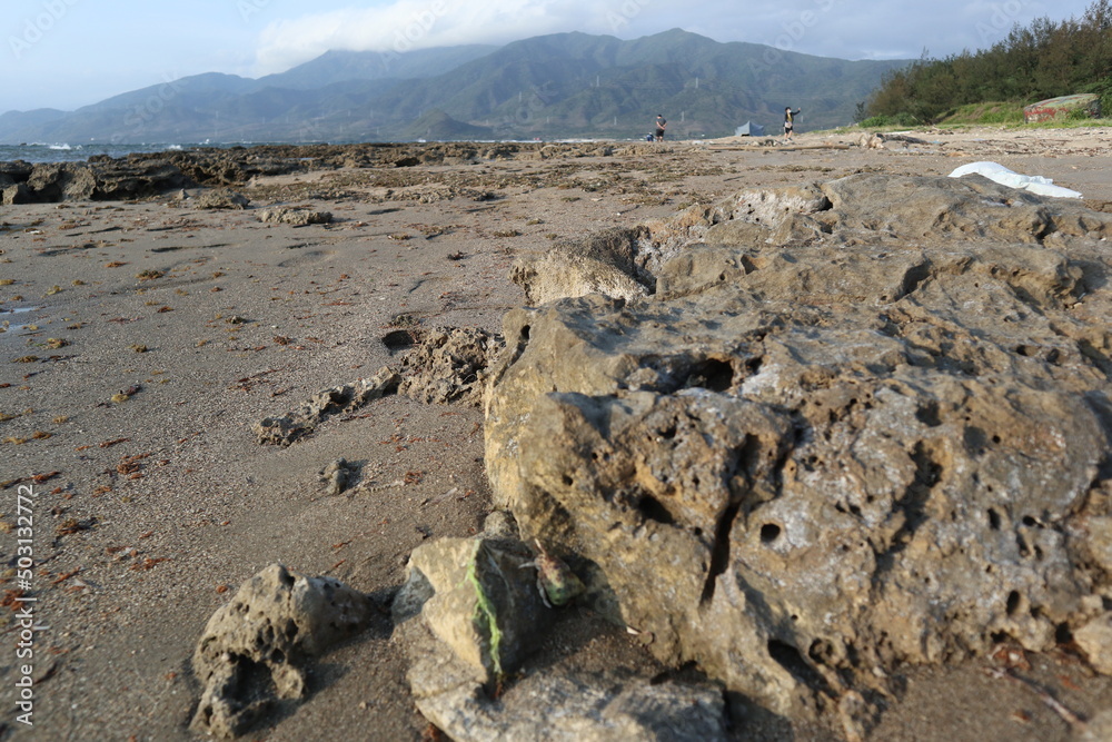 rocks on the beach design for natural and leisure concept