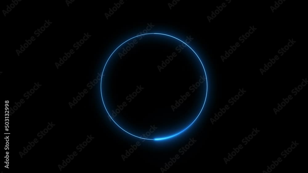 blue circle glow border, alpha channel, seamless loop,