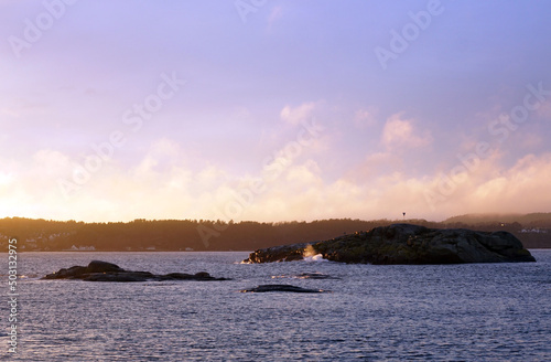 Winter seascape in Ostre Halsen, Norway photo