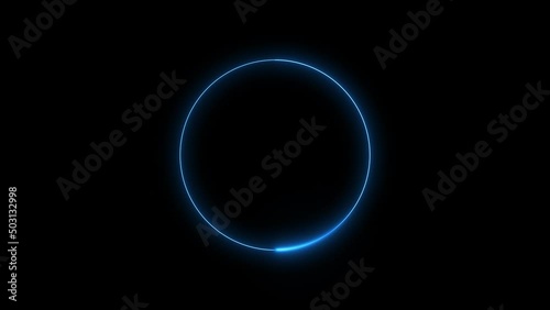 blue circle glow border, alpha channel, seamless loop,
