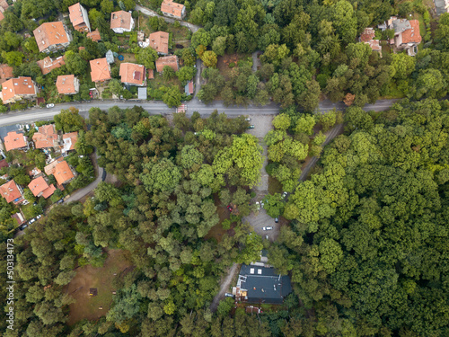 Aerial view of green nature in Sofia, Bulgaria