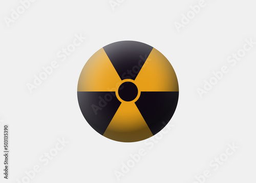 Nuclear danger 3d symbol. Yellow sign with black stripes