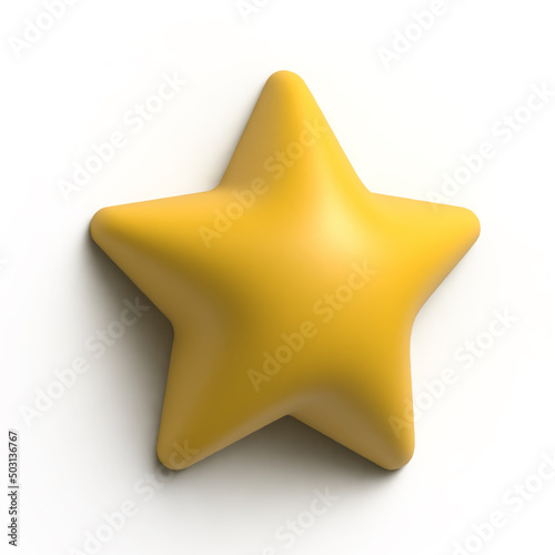 3d star. Realistic star icon. Star with shadow on a white background. Illustration. 3D render