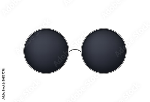 Round sunglasses. Stylish tinted glasses without temples